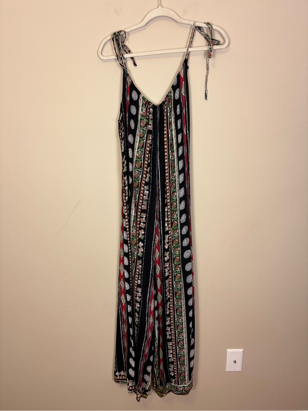 EARTHBOUND Black Multicolor Striped Pattern Tank Jumpsuit Medium